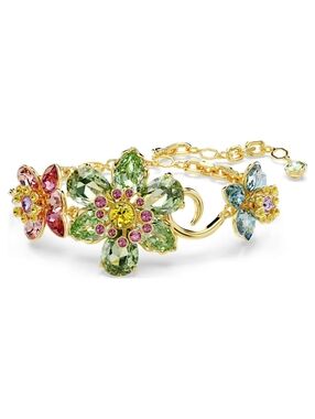 Swarovski Idyllia Flower Bracelet – Multicoloured Mixed-Cut Crystals, Gold Tone